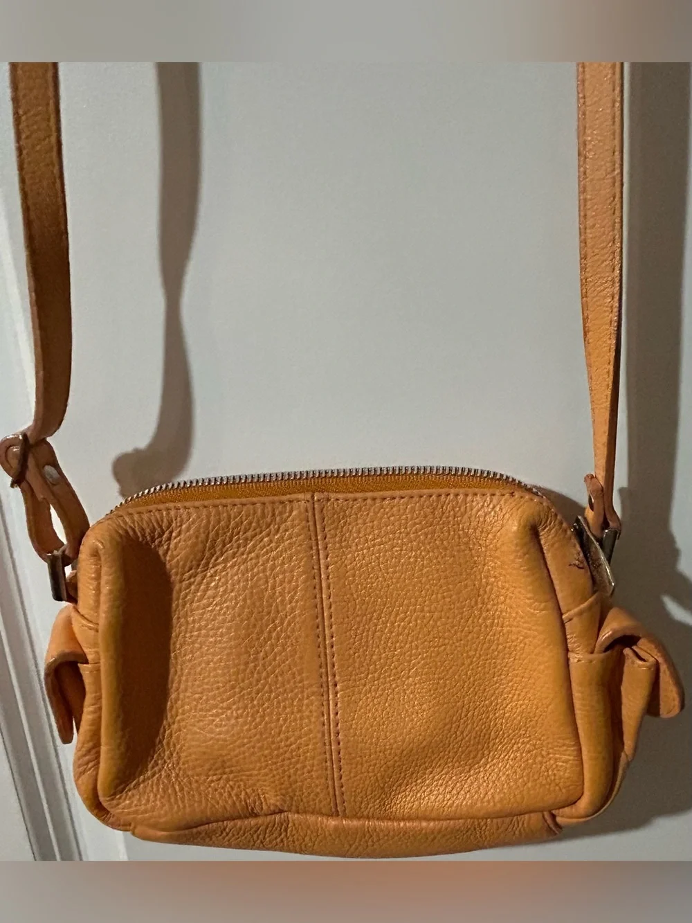 Cristina Italia Tan Leather Pouch with Top Zip
